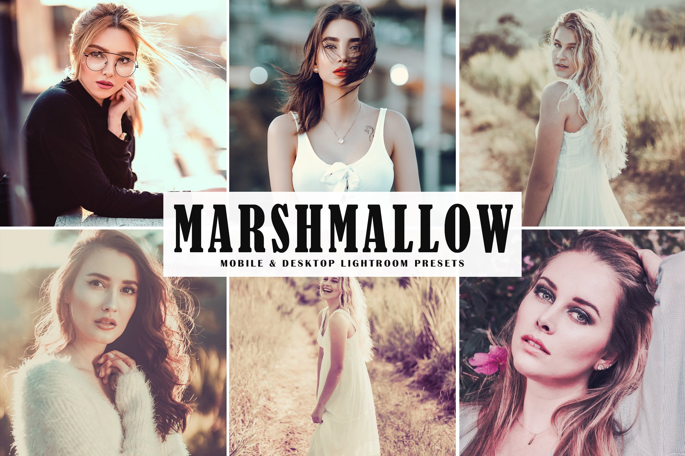 时尚女性摄影照片调色滤镜大洋岛精选LR预设 Marshmallow Mobile & Desktop Lightroom Presets插图