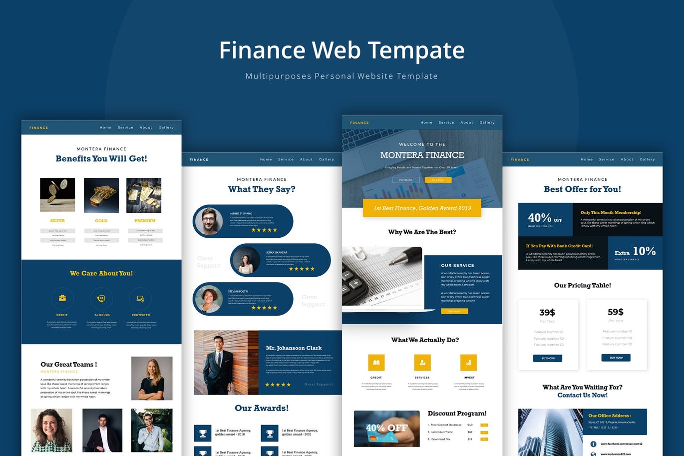 金融理财公司官网企业网站设计第一素材精选模板 Finance Web Template插图