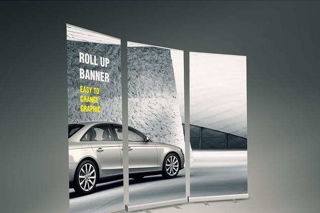 易拉宝X展架海报设计效果图样机蚂蚁素材精选模板 Roll-up Banner Mock-up插图(2)