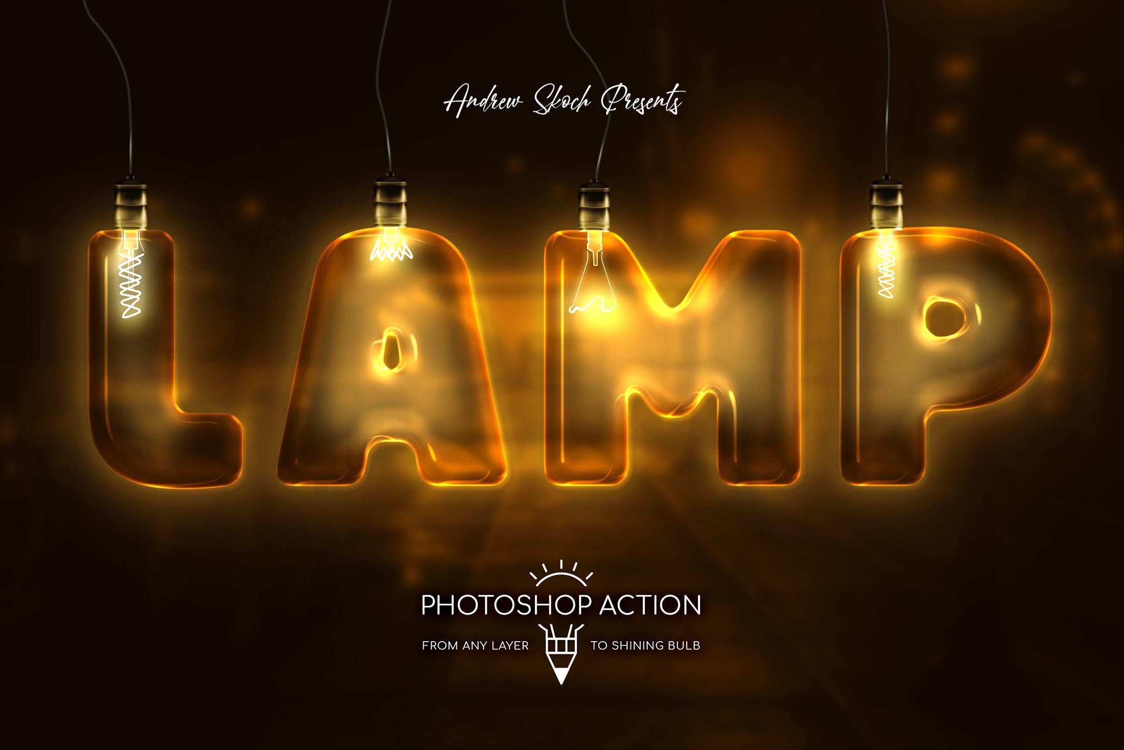 发光灯泡英文字母文字特效蚂蚁素材精选PS动作 Light Bulb – Photoshop Action插图(5)