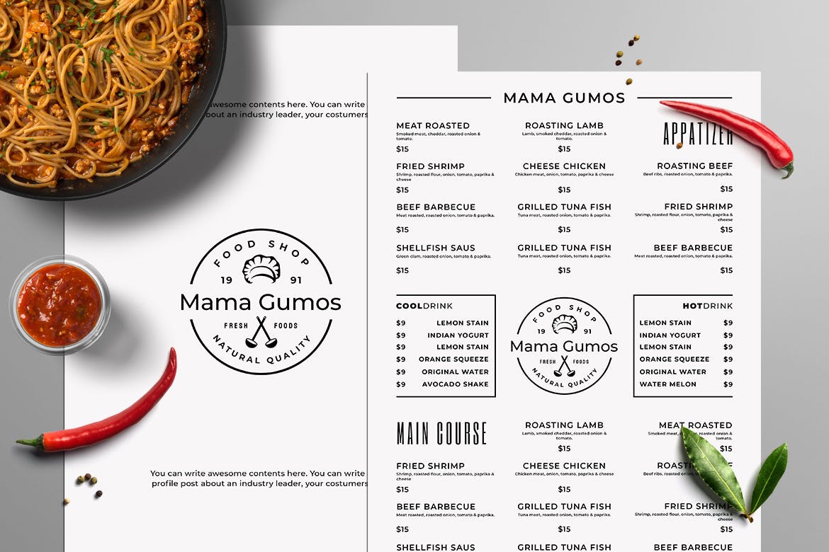 简约风西式餐厅蚂蚁素材精选菜单模板v17 SGM – Food Menu. 17插图