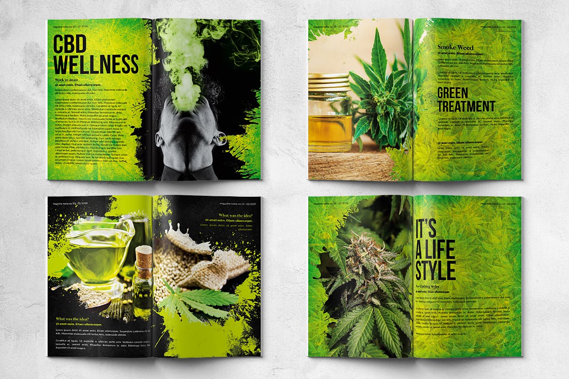 大麻生物研究主题大洋岛精选杂志排版设计模板 Cannabis Magazine – A4 & US Letter – 28 pgs插图1