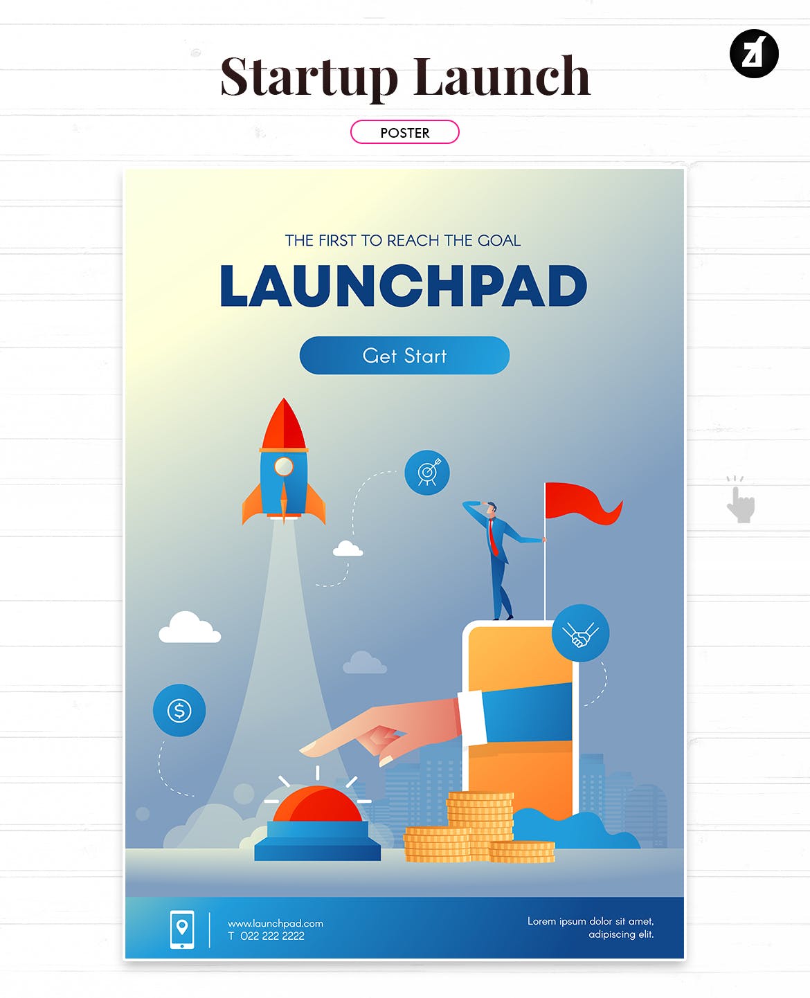 项目启动主题矢量大洋岛精选概念插画素材 Startup launch illustration with text layout插图1