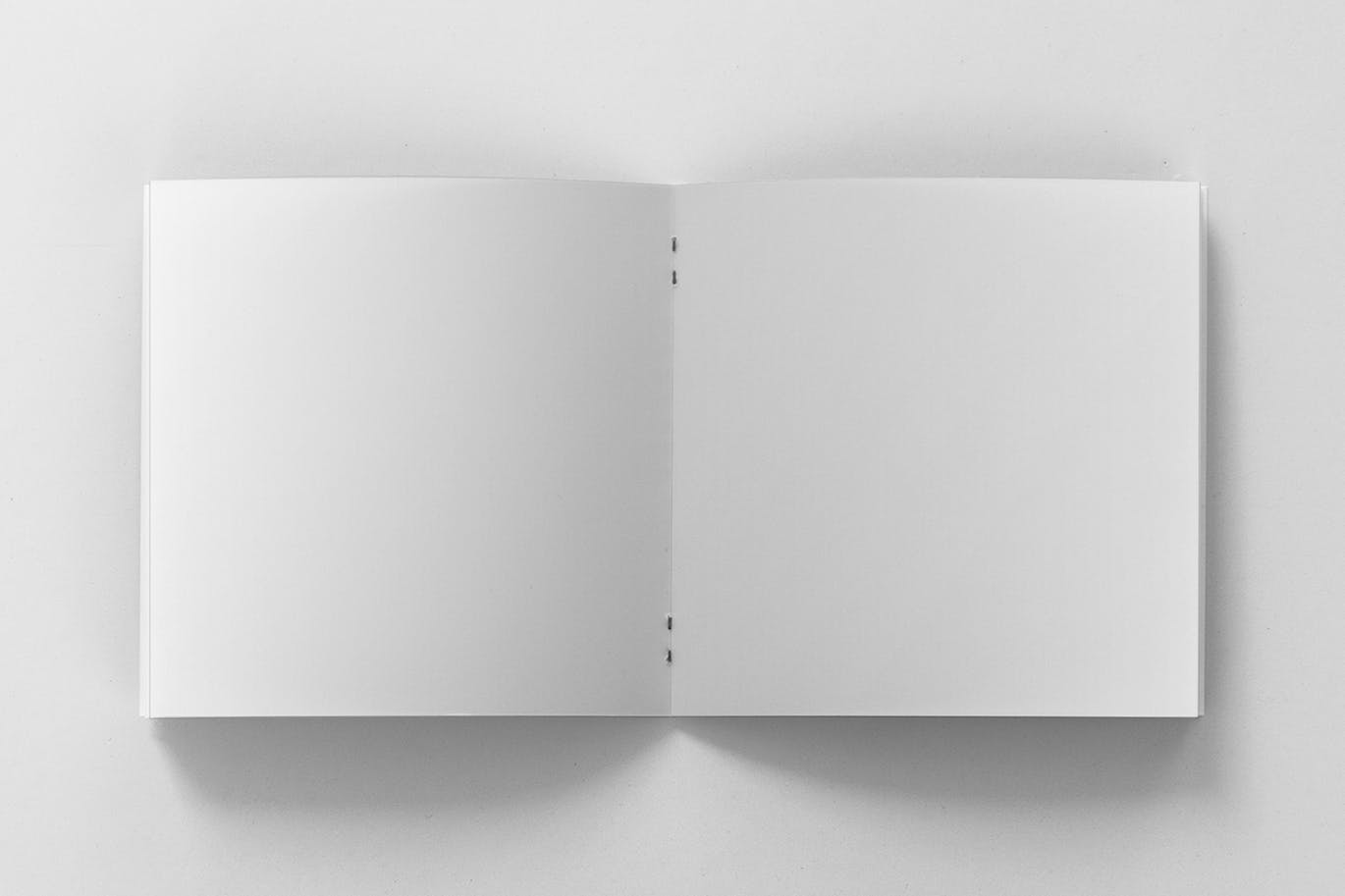 方形画册产品手册内页俯视图样机蚂蚁素材精选 Square Brochure Open Pages Mockup Top View插图(1)