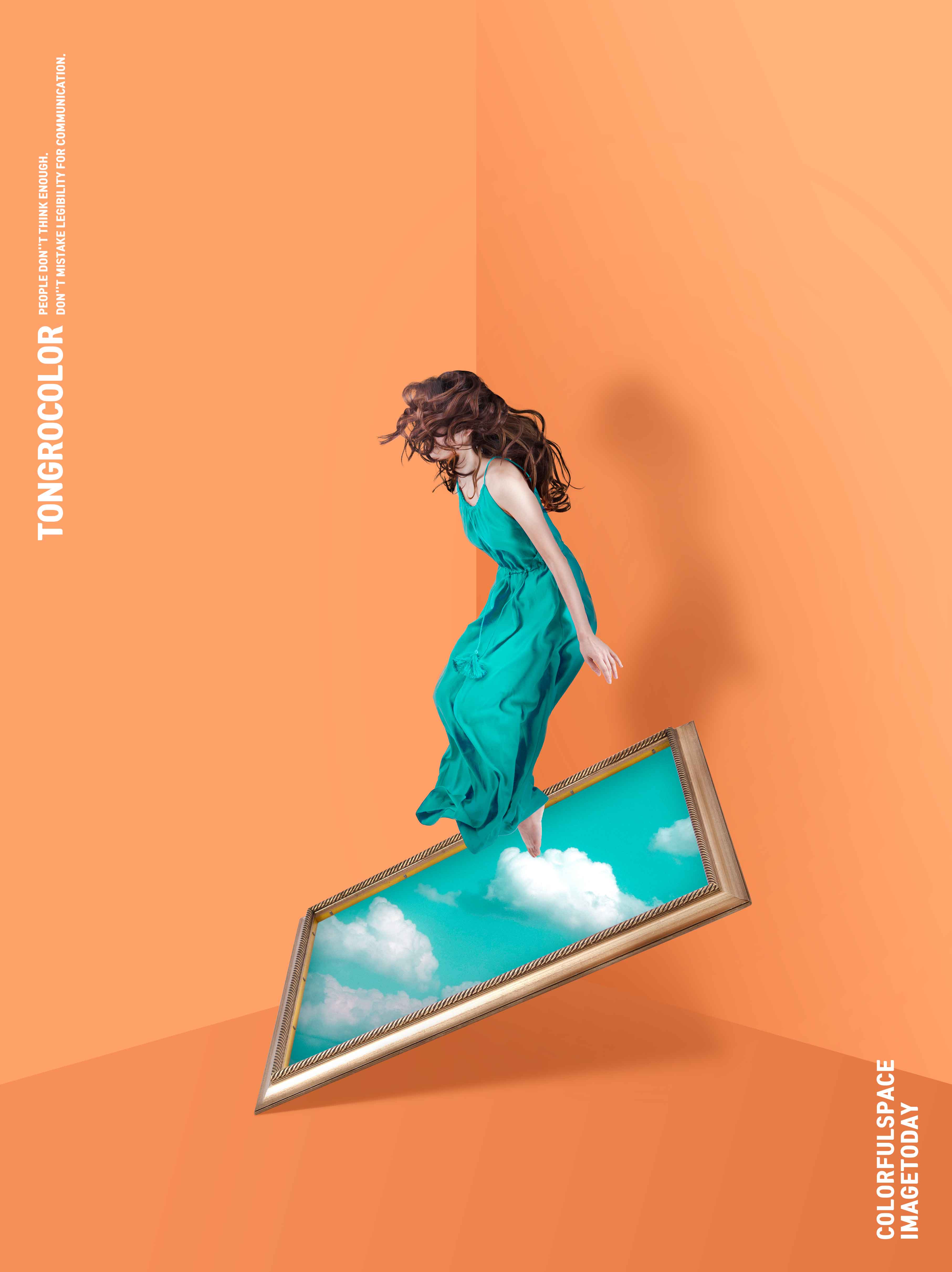 长裙美女&天空作品画抽象空间主题海报PSD素材第一素材精选素材插图