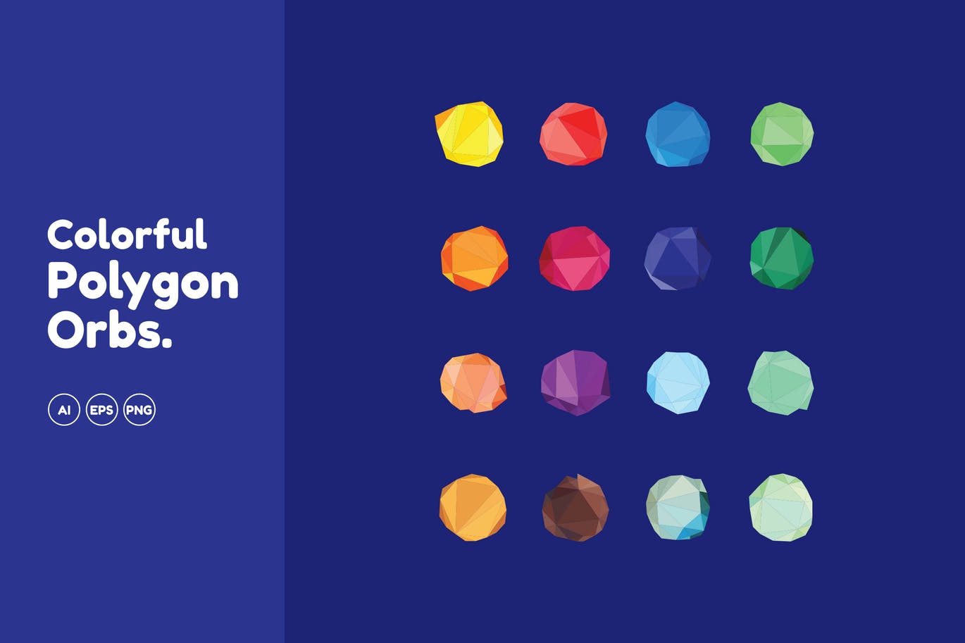 彩色多边形球体矢量图形素材 Colorful Polygon Orbs插图
