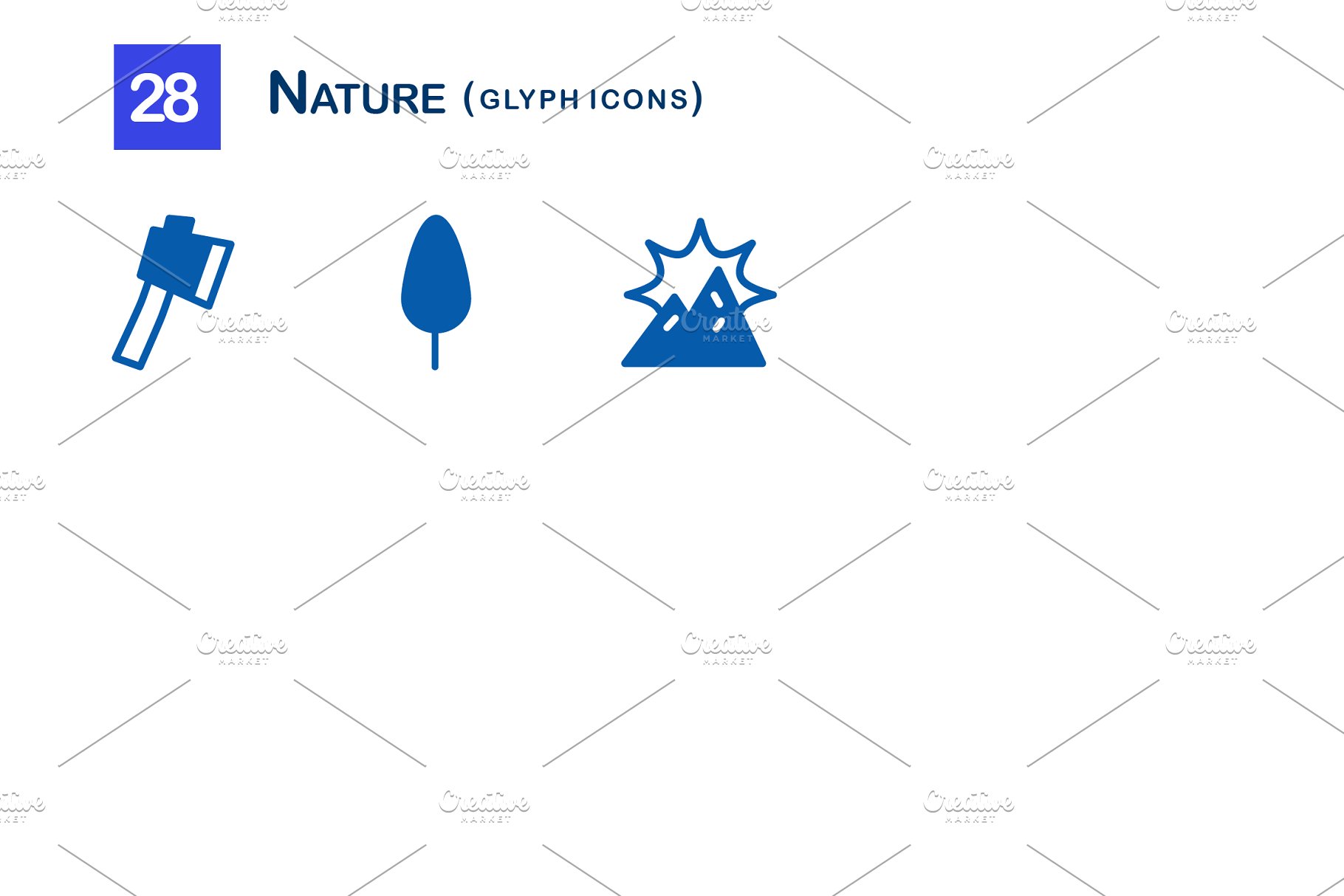 28个大自然元素字体第一素材精选图标 28 Nature Glyph Icons插图(2)