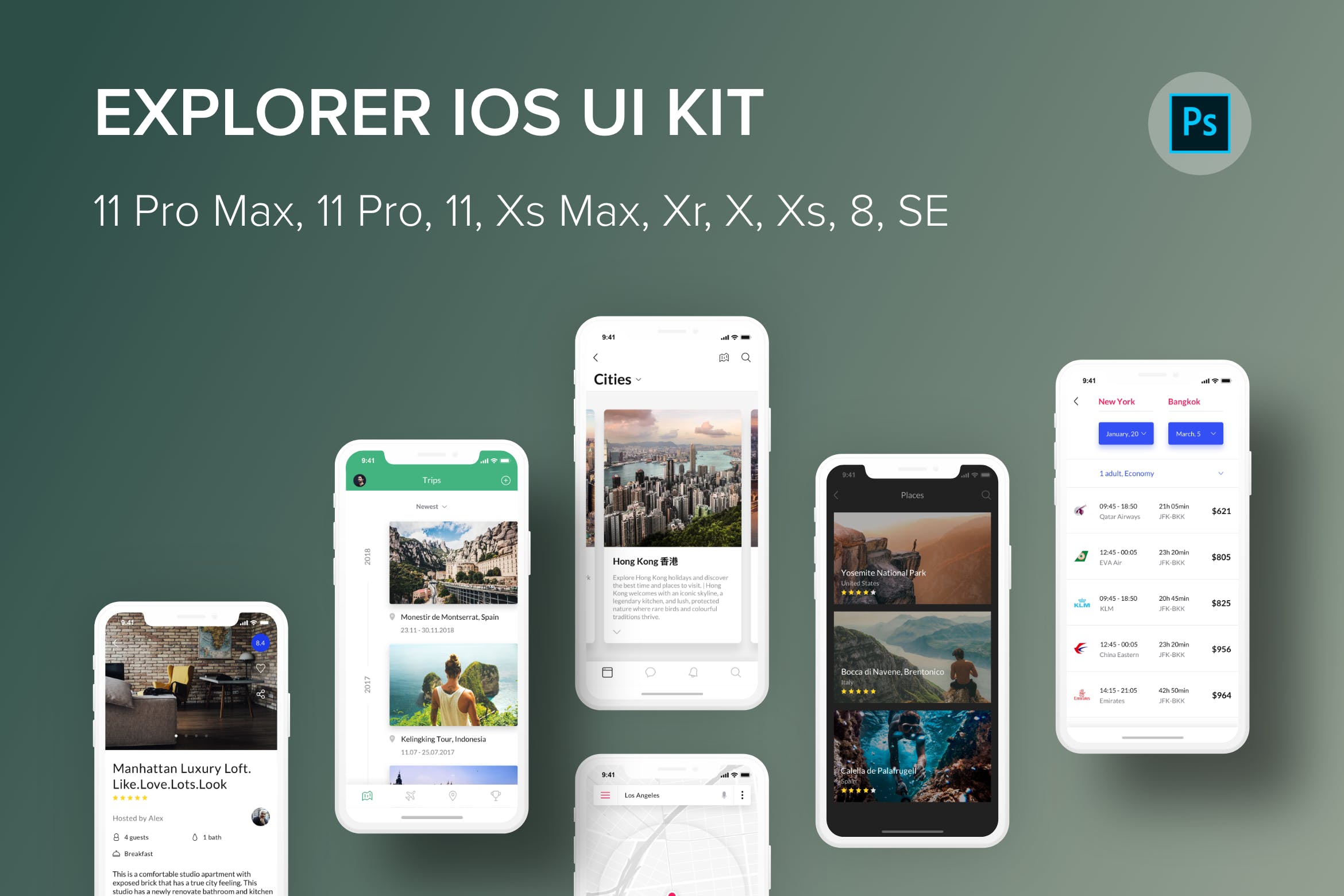 iOS端APP应用UI设计蚂蚁素材精选套件PSD模板 Explorer iOS UI Kit (Photoshop)插图