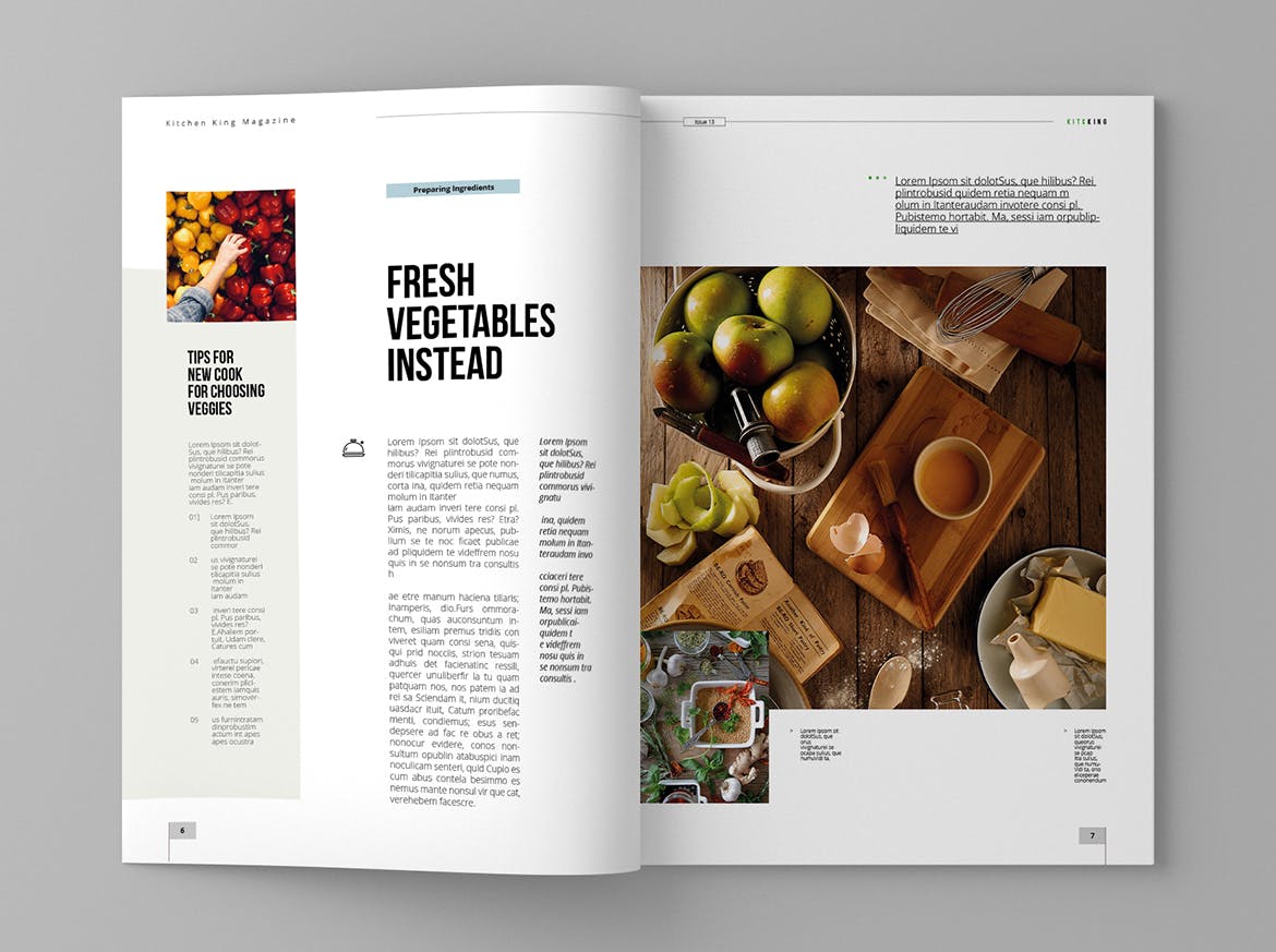 美食第一素材精选杂志排版设计模板 Kitcking – Magazine Template插图(4)