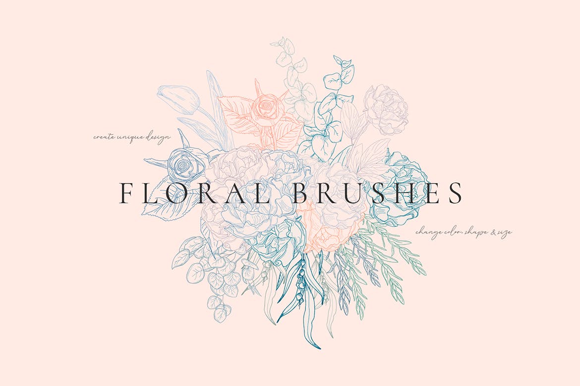 AI插画设计师必备花卉柔性笔刷第一素材精选 Floral Flexible Illustrator Brushes插图