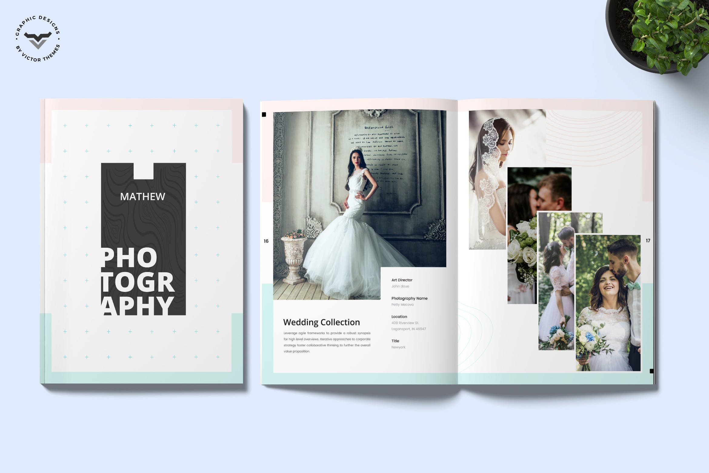 高端奢华婚纱影楼摄影画册设计模板 Photography Portfolio Brochure Template插图