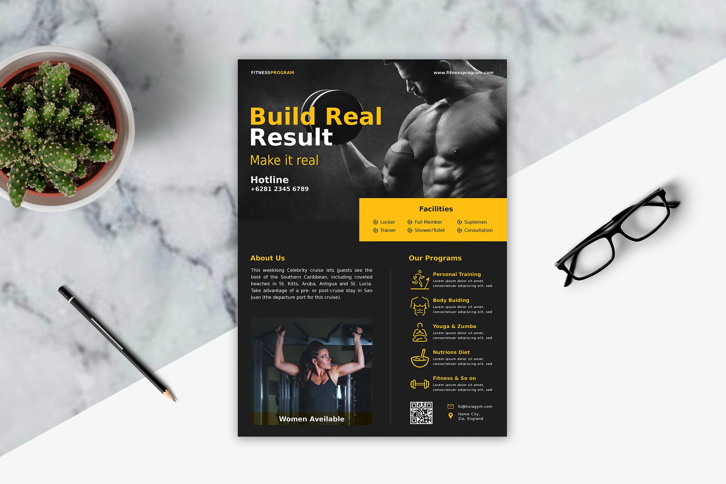 综合健身房海报传单第一素材精选PSD模板v1 Fitness Flyer Template Vol. 1插图