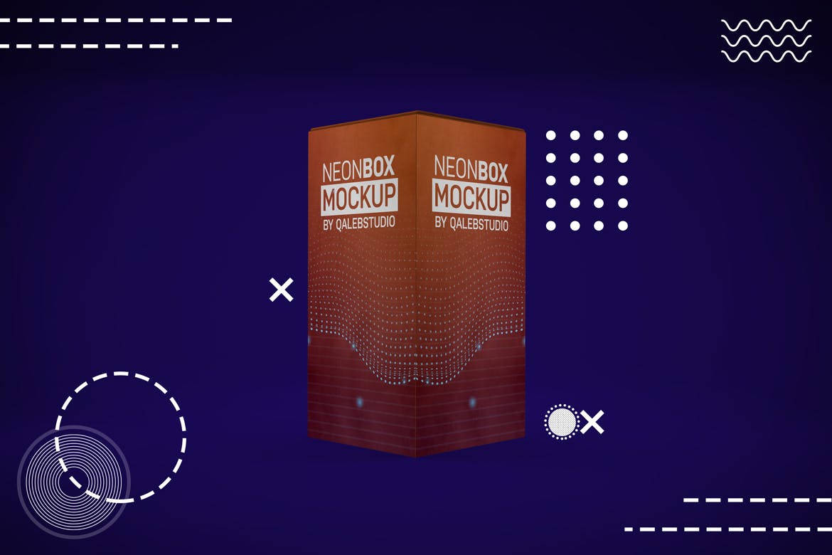 产品包装盒外观设计多角度演示第一素材精选模板 Abstract Rectangle Box Mockup插图(5)