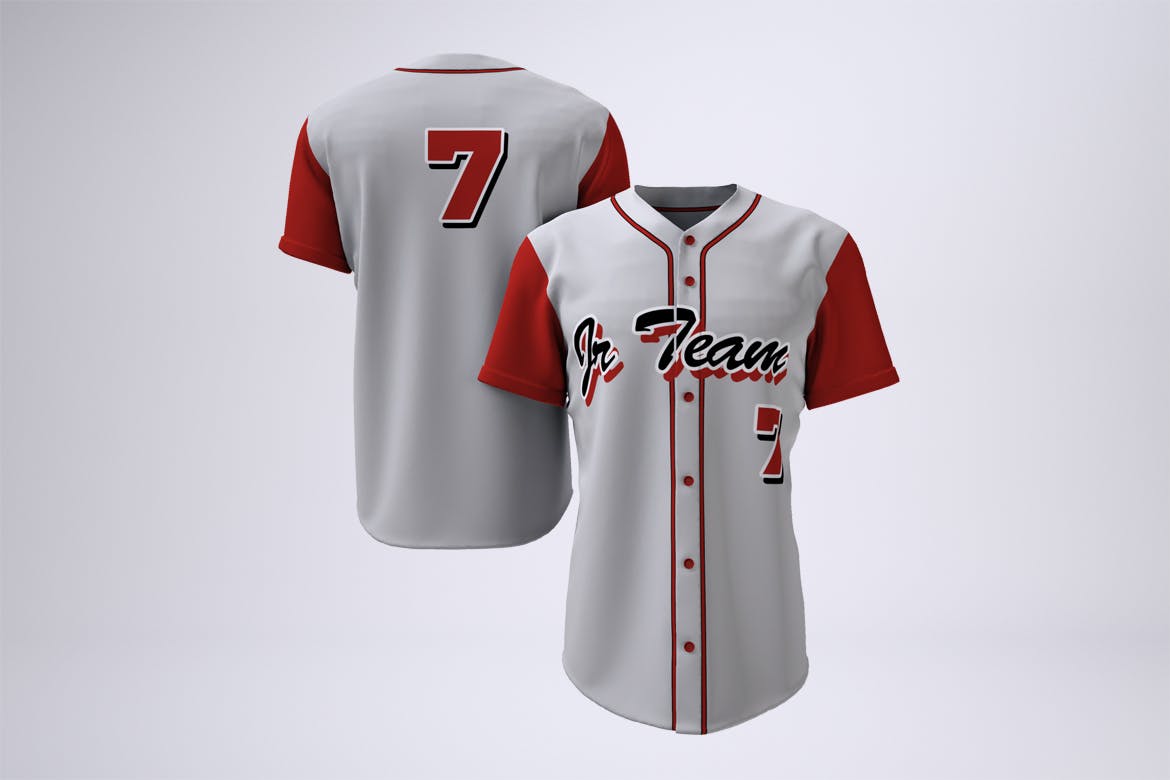 棒球队队服套装设计图样机大洋岛精选模板 Baseball Team Uniform Mock-up插图1