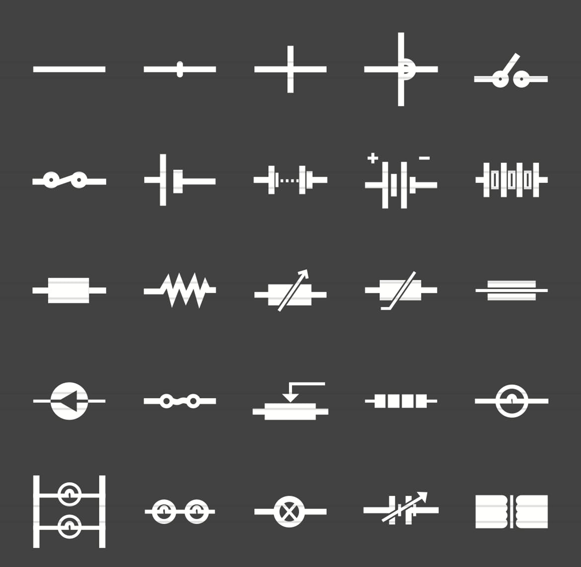 50枚电路线路板主题反转色字体第一素材精选图标 50 Electric Circuits Glyph Inverted Icons插图(1)