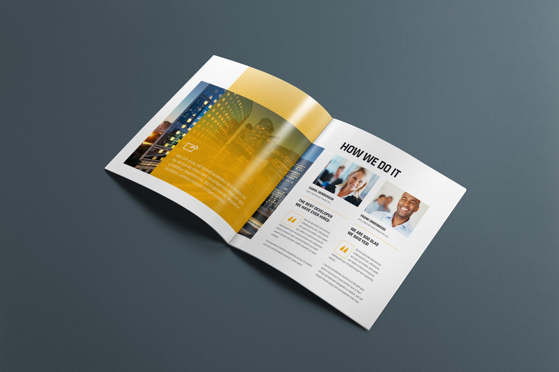 方形宣传手册/企业画册版式设计样机蚂蚁素材精选模板 Square Brochure Mockup插图