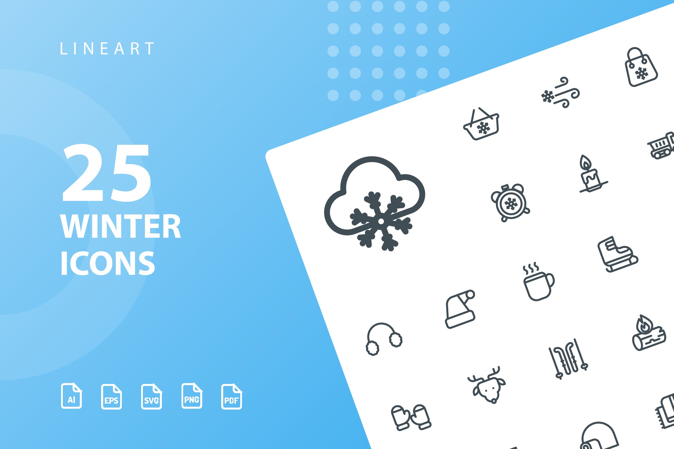 25枚冬天主题矢量线性第一素材精选图标v2 Winter Lineart Icons插图