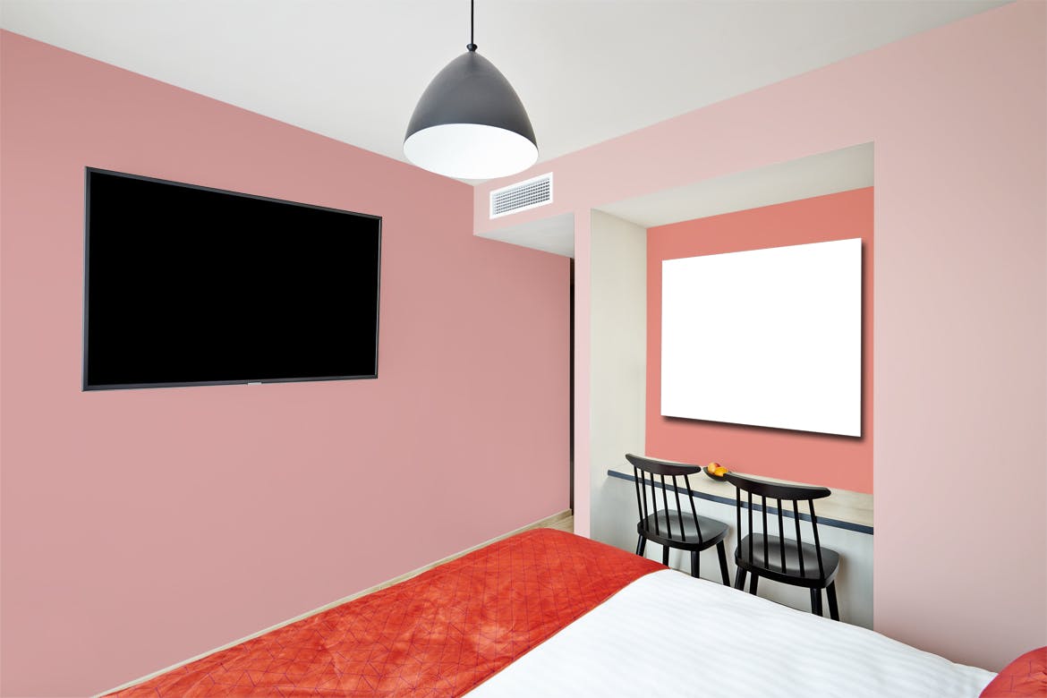 酒店房间装饰画框样机大洋岛精选模板v01 Hotel-Room-01-Mockup插图4