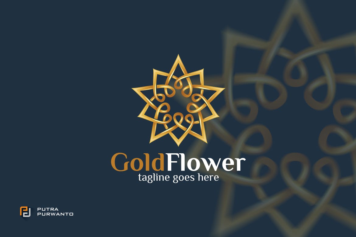 金色花卉几何图形/曼陀罗风格Logo设计蚂蚁素材精选模板 Gold Flower / Mandala – Logo Template插图(2)