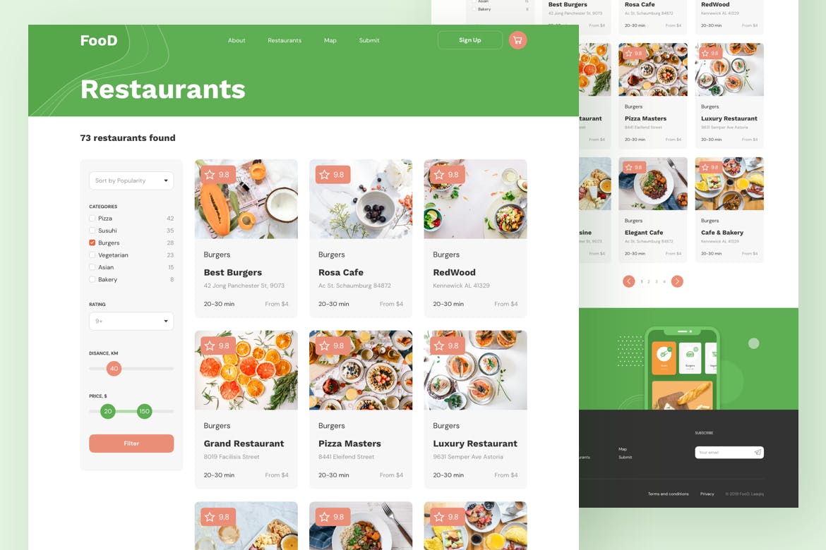 在线订餐/餐厅响应式网站设计蚂蚁素材精选模板 Food Delivery Restaurant Responsive Template插图(7)