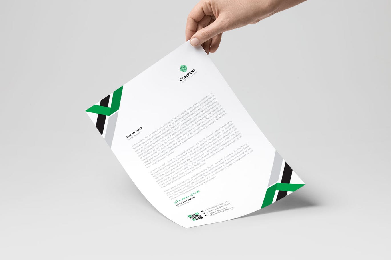 三色搭配企业信纸排版设计模板 Letterhead插图(2)