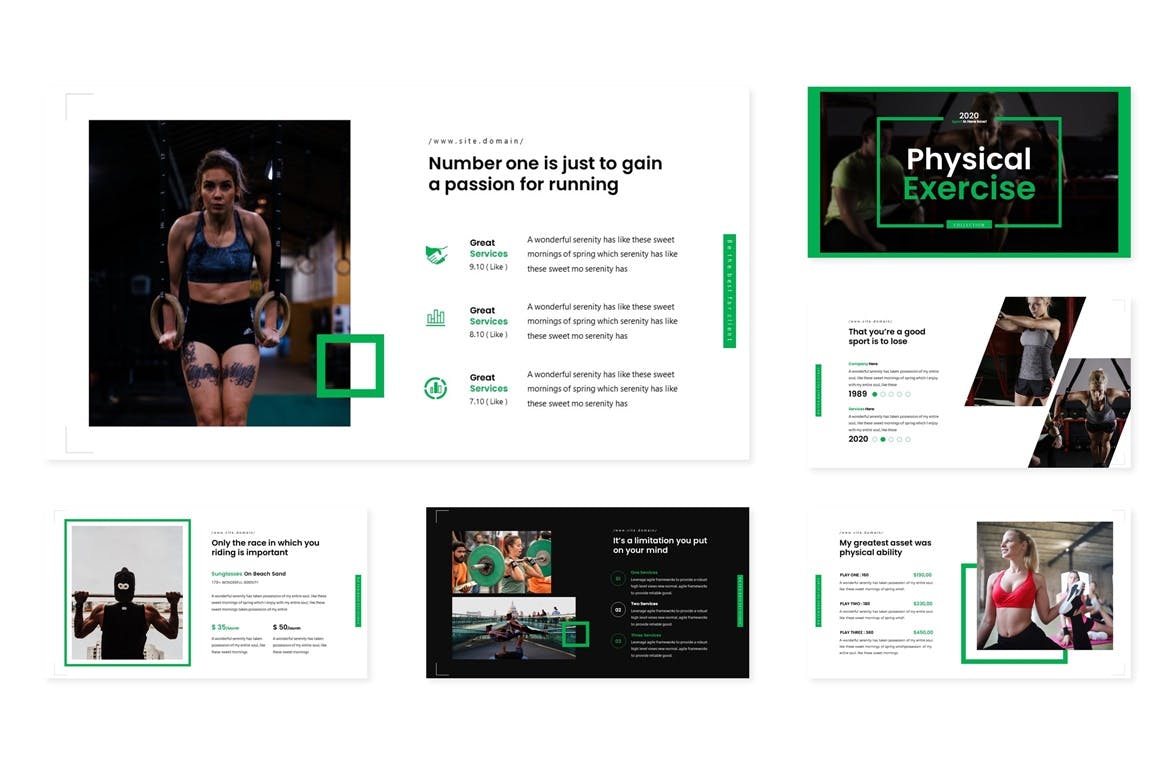 健身教程/健身俱乐部Google演示模板蚂蚁素材精选 Physical – Google Slide Template插图(1)