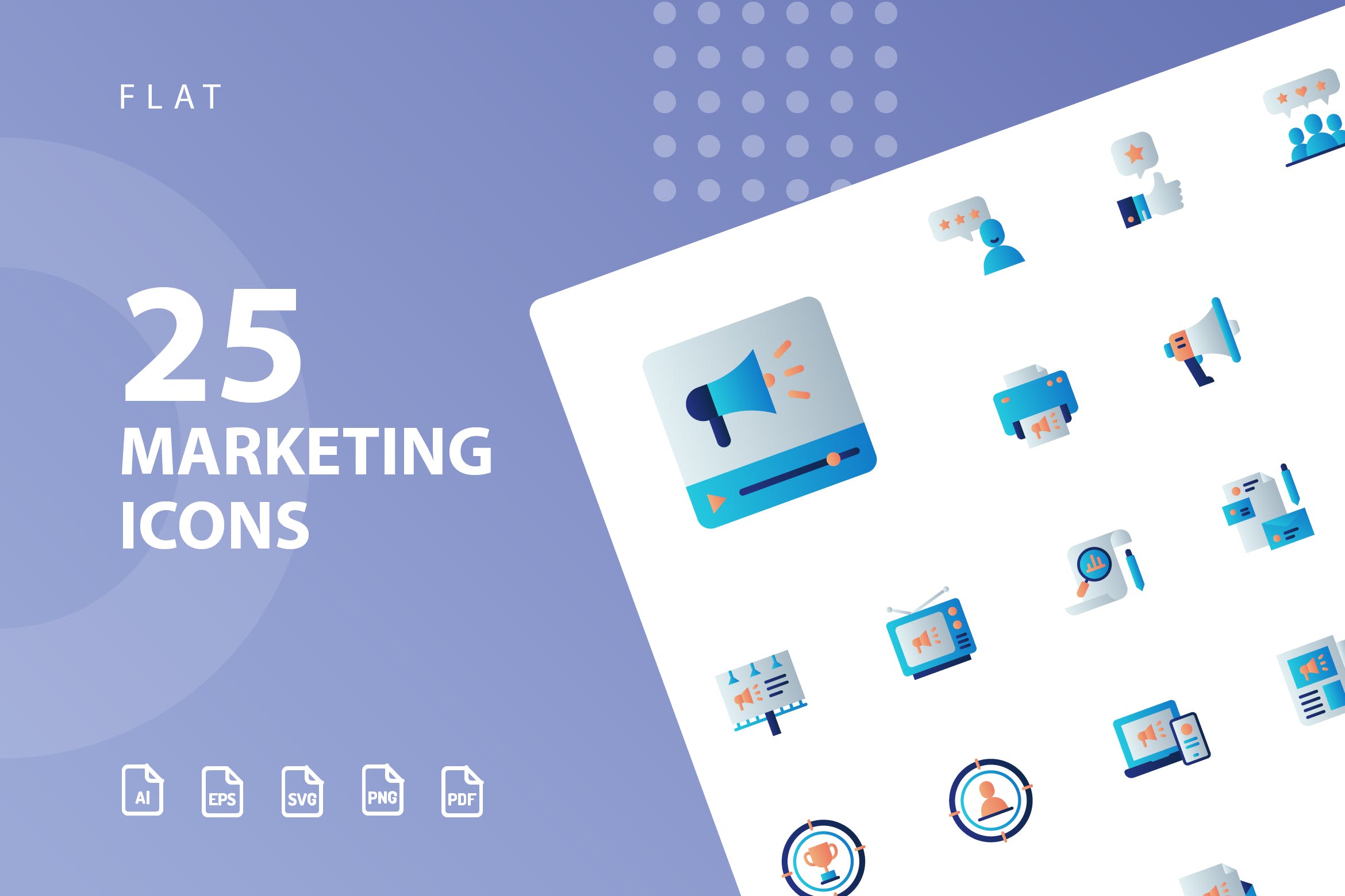 25枚市场营销主题扁平设计风格矢量蚂蚁素材精选图标 Marketing Flat Icons插图