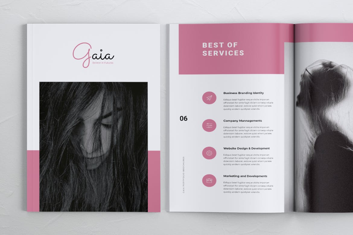 创意代理商作品集企业宣传画册模板 GAIA Company Creative Agency Portfolio Brochures插图(6)