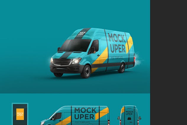 小货车＆汽车车身广告设计效果图样机蚂蚁素材精选模板 Van & Car Mock-Ups (2 PSD)插图(7)
