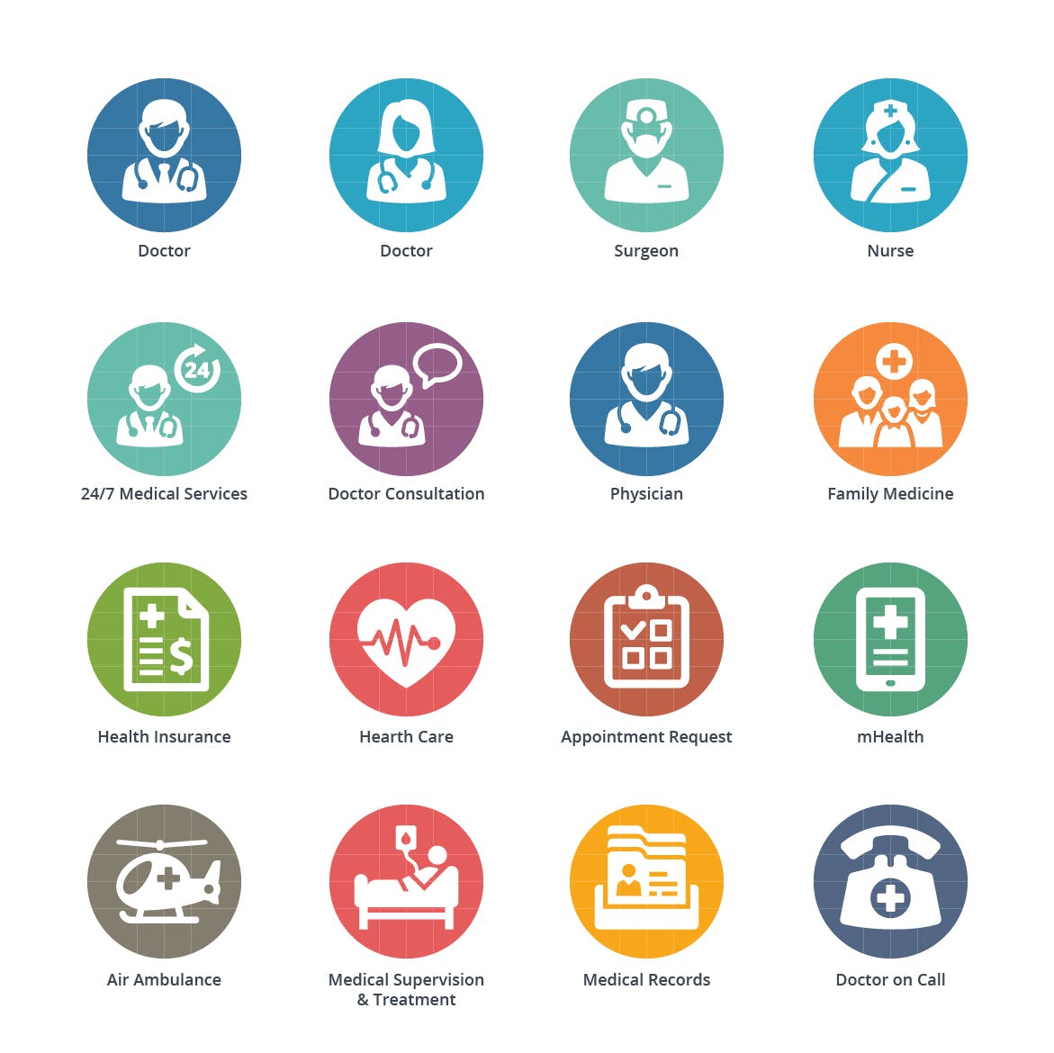 Sympa系列-医疗服务彩色蚂蚁素材精选图标集v1 Colored Medical Services Icons Set 1- Sympa Series插图(2)