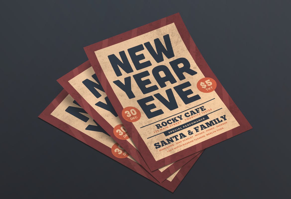 咖啡店新年主题活动海报传单第一素材精选PSD模板 New Year Flyer插图(3)