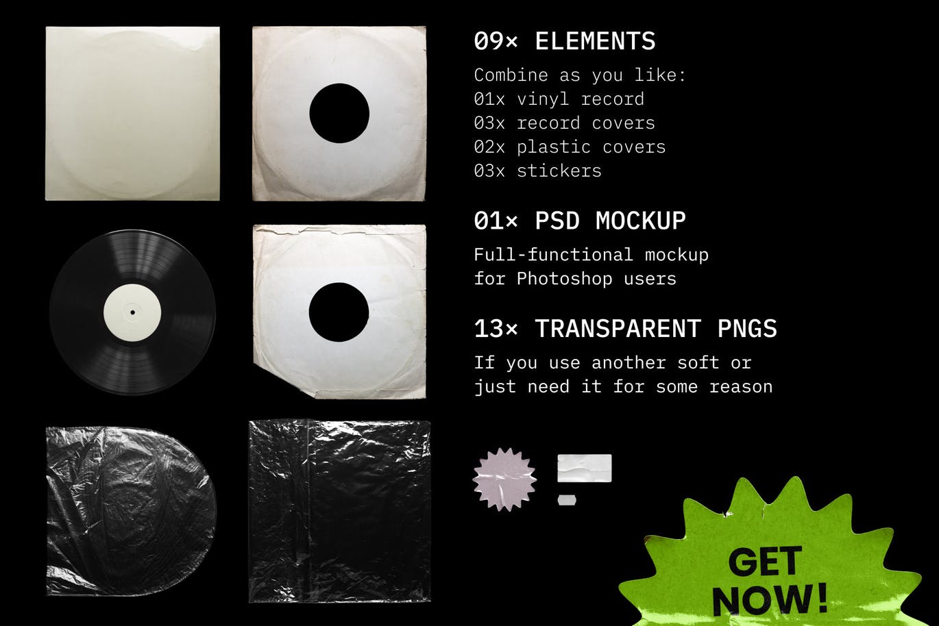 乙烯基唱片包装盒及封面设计图蚂蚁素材精选模板 Vinyl Record Mockup插图(9)
