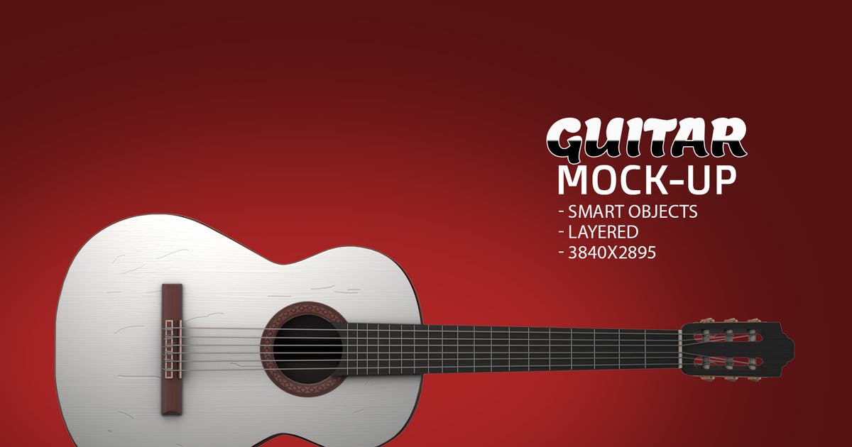 吉他产品外观设计效果图蚂蚁素材精选模板v4 Guitar Face PSD Mock-up插图