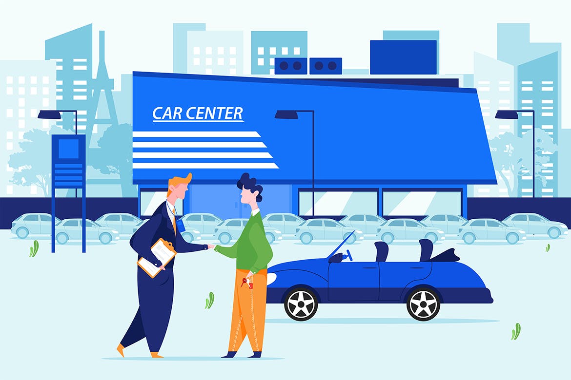 汽车经销商主题矢量插画素材包 Car Dealership Vector Illustration Pack插图9
