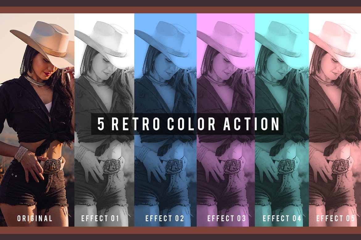5种复古照片颜色特效滤镜第一素材精选PS动作 5 Retro Color Action插图(1)