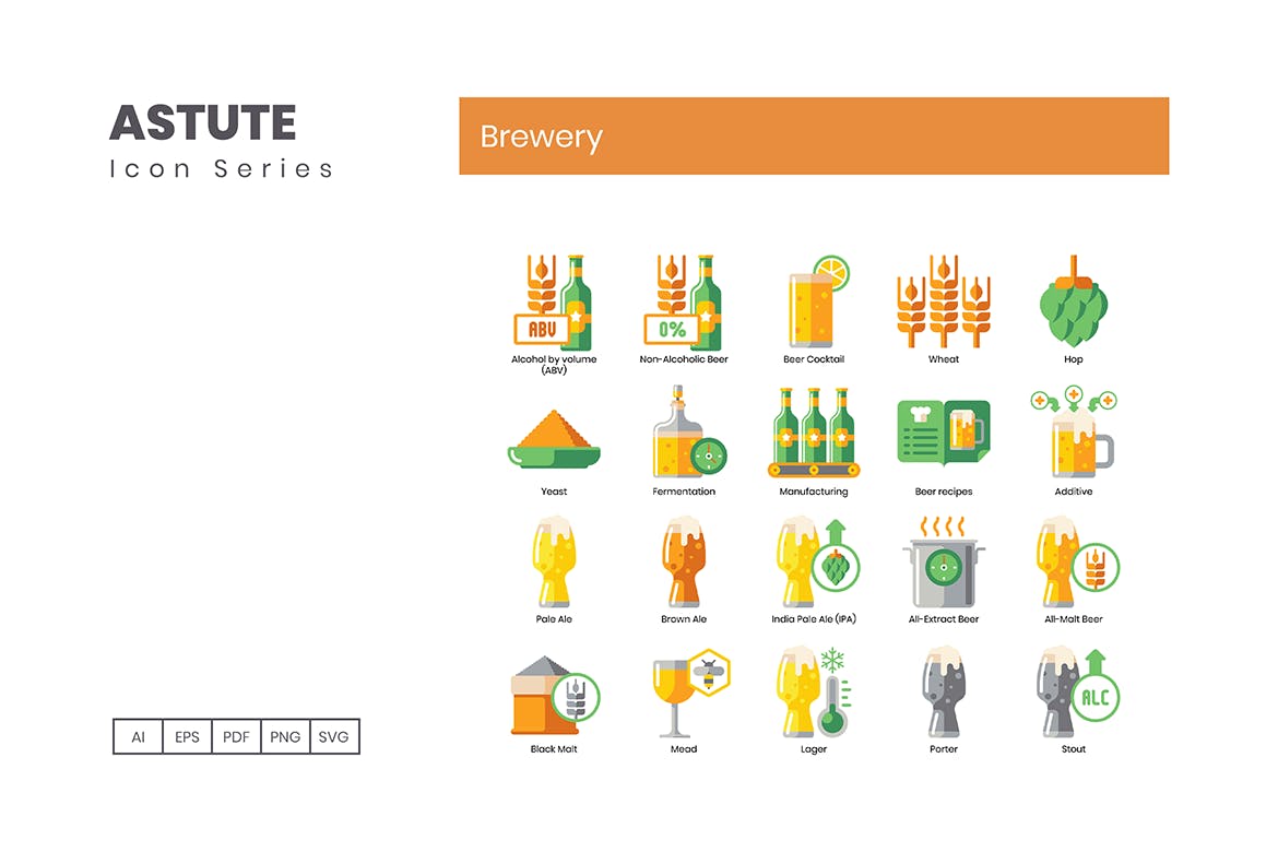 Astute系列-70枚啤酒主题矢量第一素材精选图标 Brewery Icons – Astute Series插图(3)