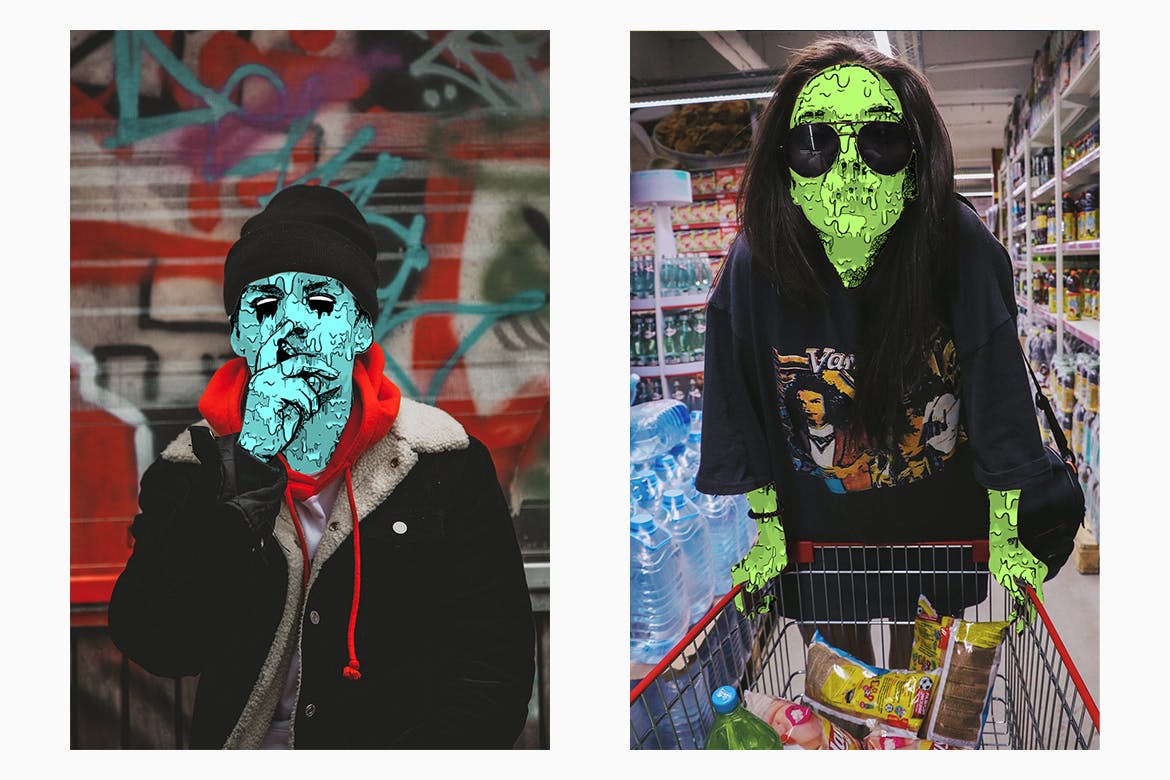 Instagram&Tumblr社交图片Grime艺术风格大洋岛精选PS动作 Animated Zombie Grime Art Photoshop Action插图4
