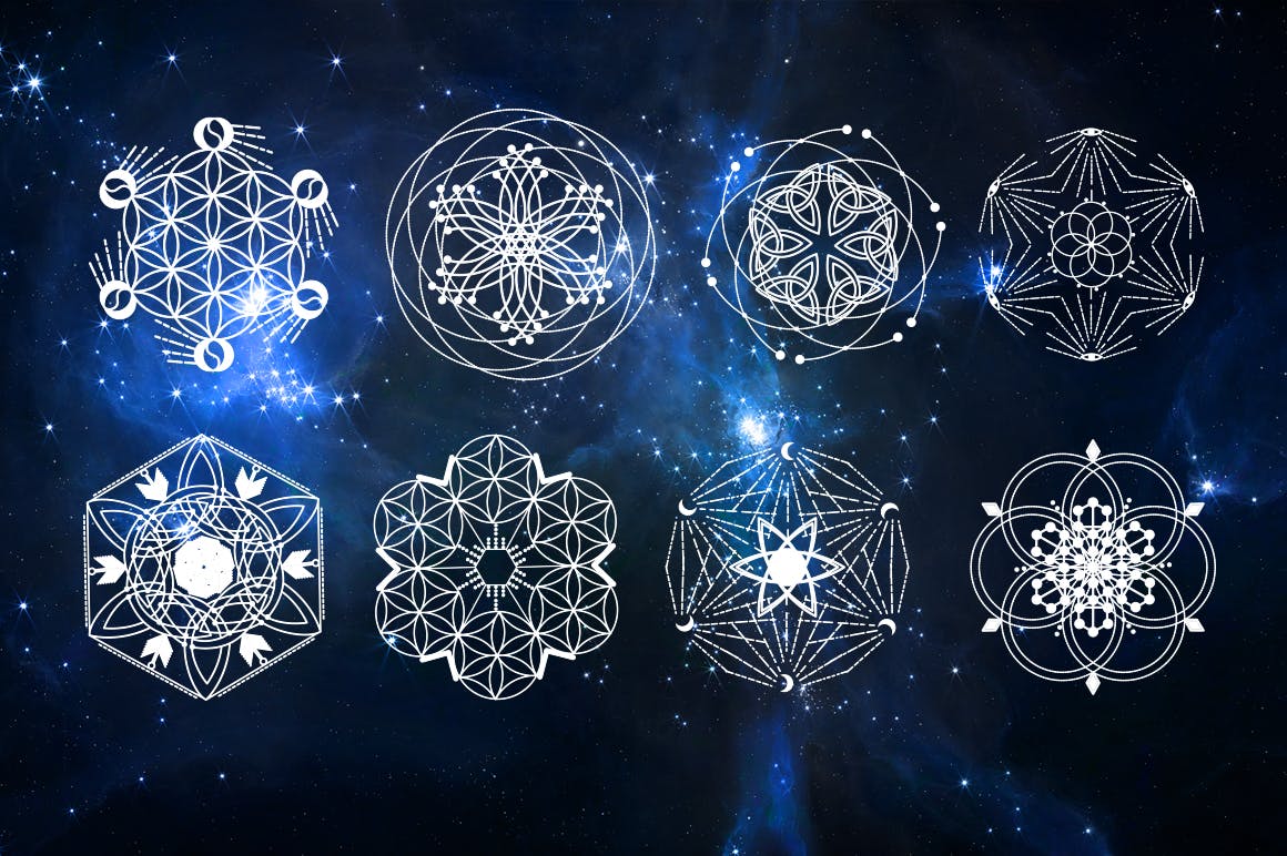 16个占星术曼陀罗神圣符号矢量几何图形素材 16 Sacred symbols插图3