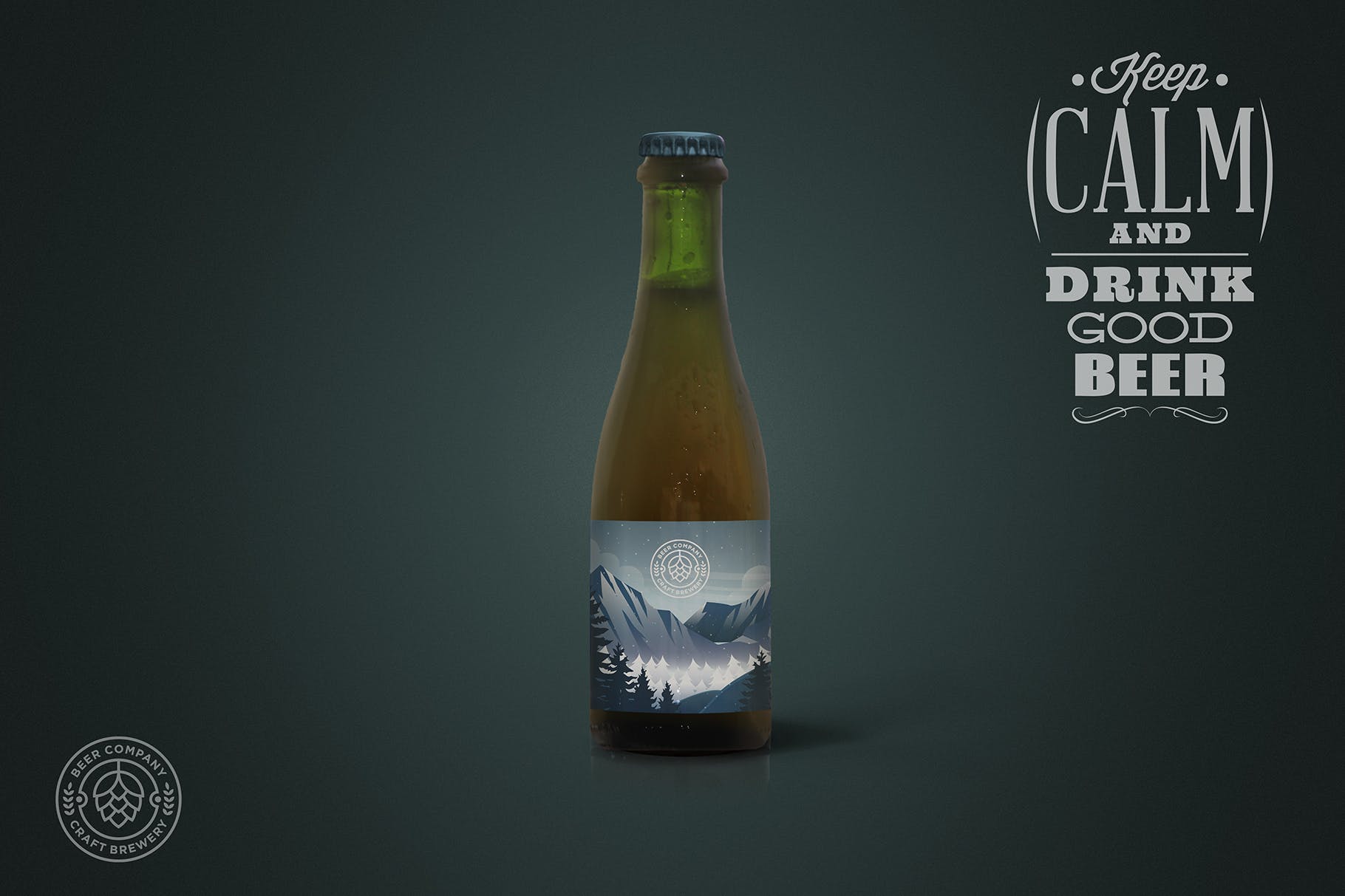 37cl棕褐色啤酒瓶外观设计图蚂蚁素材精选模板 Clean 37cl Tan Beer Mockup插图(2)