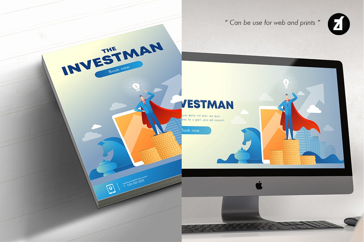 投资者主题矢量大洋岛精选概念插画素材 The investman illustration with text layout插图3
