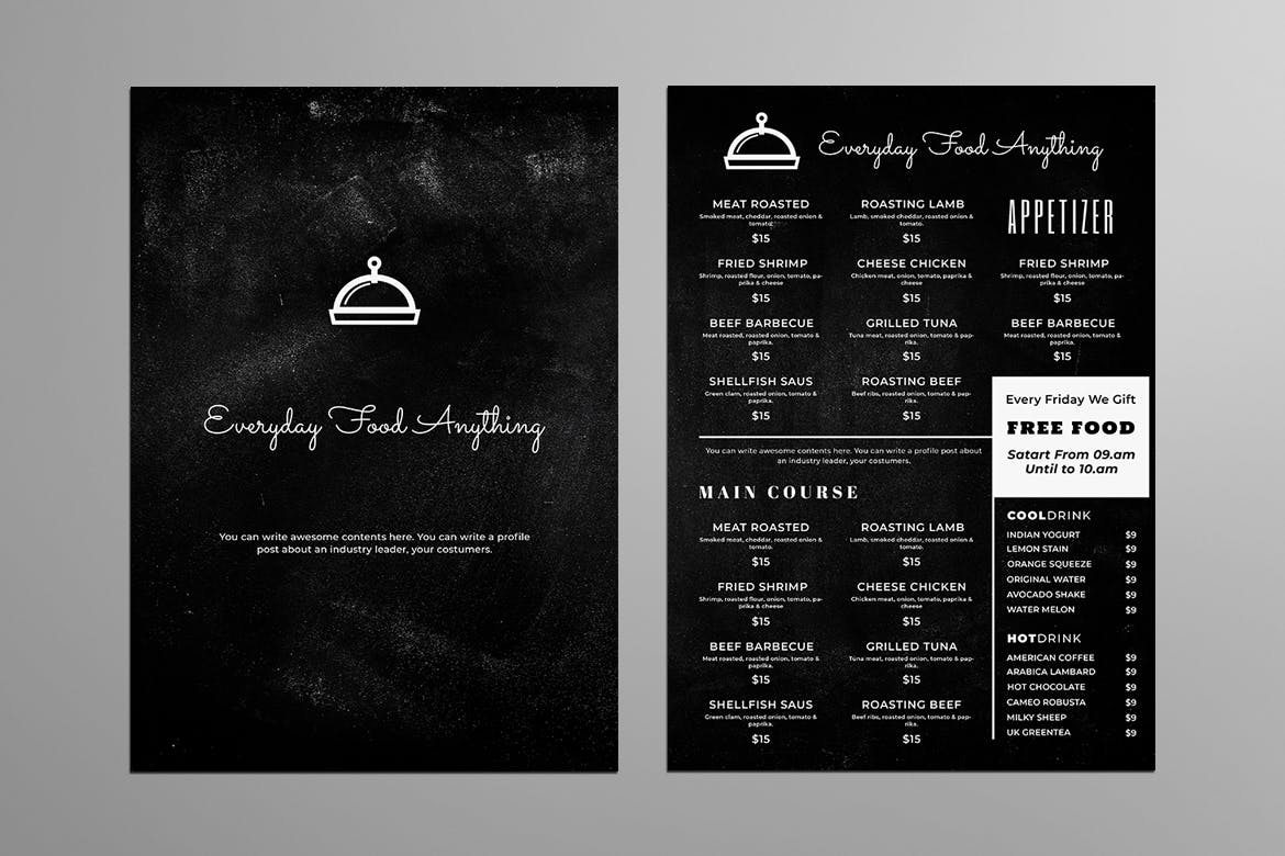 黑板画风格西餐厅大洋岛精选菜单模板v19 Blackboard Food Menu. 19插图2