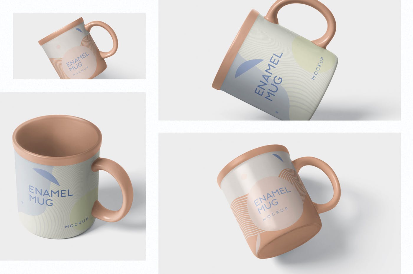 带把手圆形搪瓷杯马克杯图案设计第一素材精选 Round Enamel Mug Mockup With Handle插图(1)