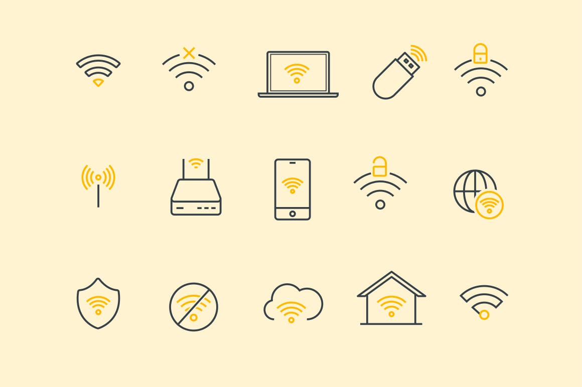 15枚无线网络&WIFI主题矢量第一素材精选图标 15 Wireless & Wi-Fi Icons插图(4)