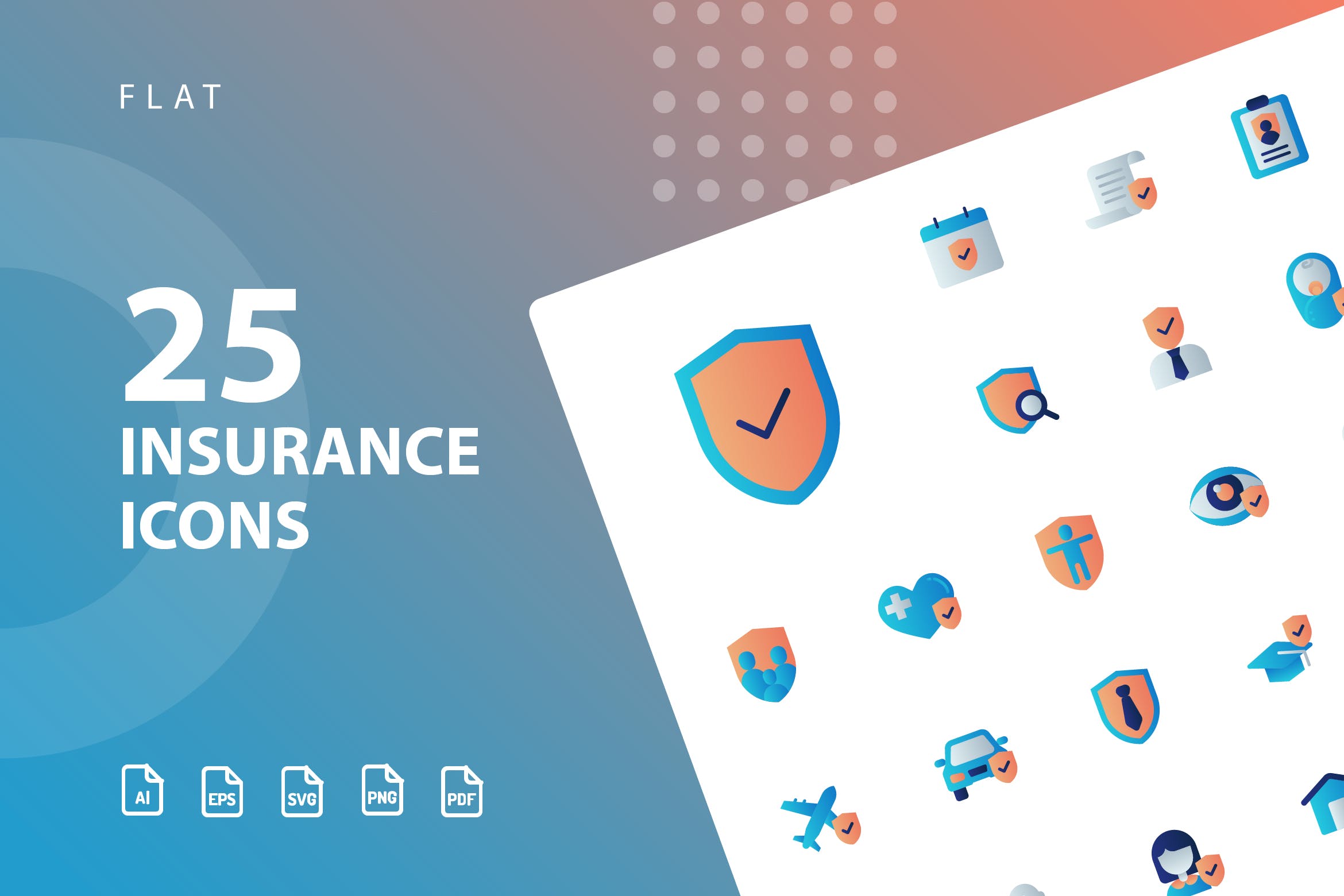25枚扁平设计风格保险行业第一素材精选图标素材 Insurance Flat插图