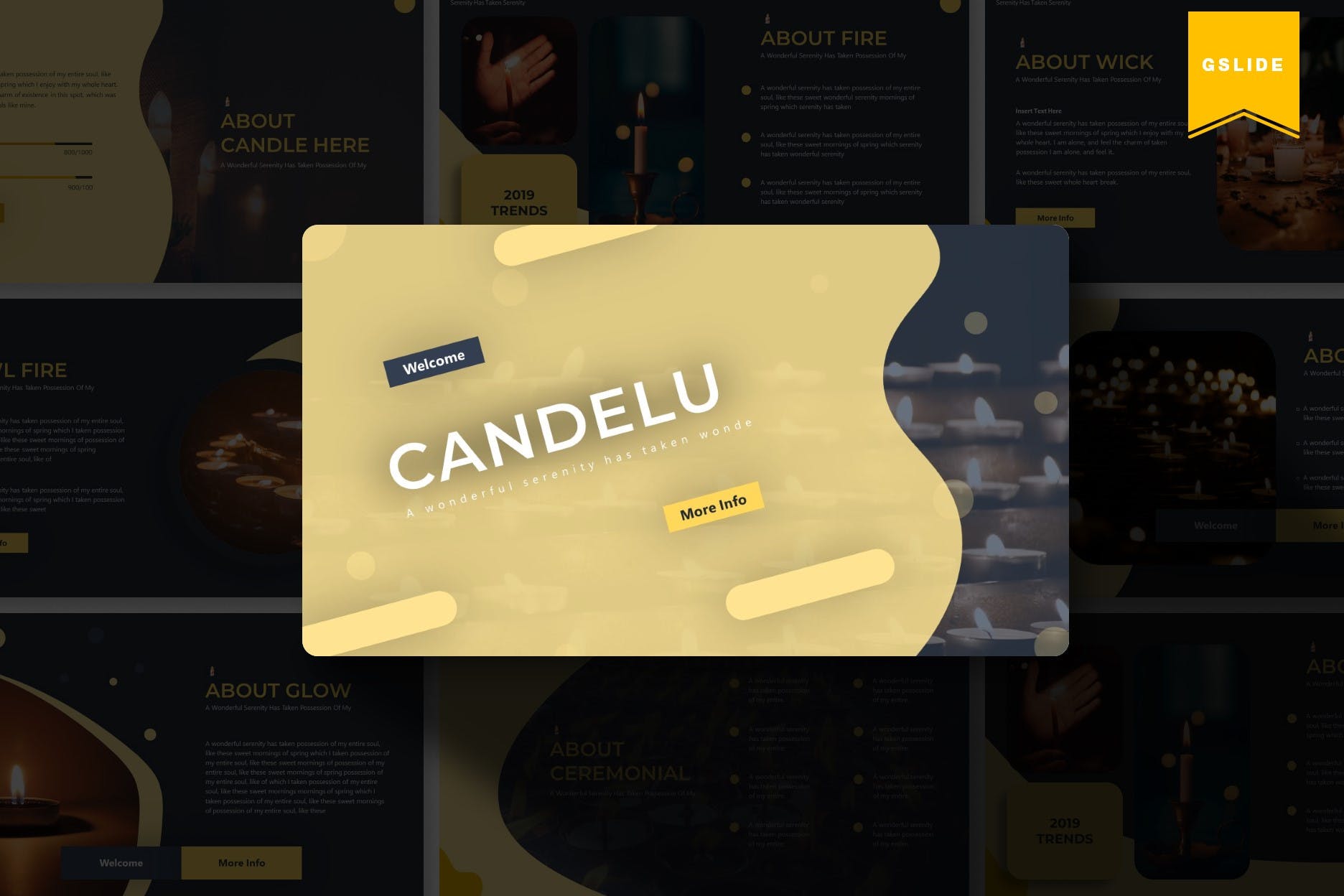 烛光蜡烛元素版式设计第一素材精选谷歌演示模板 Candelu | Google Slides Template插图