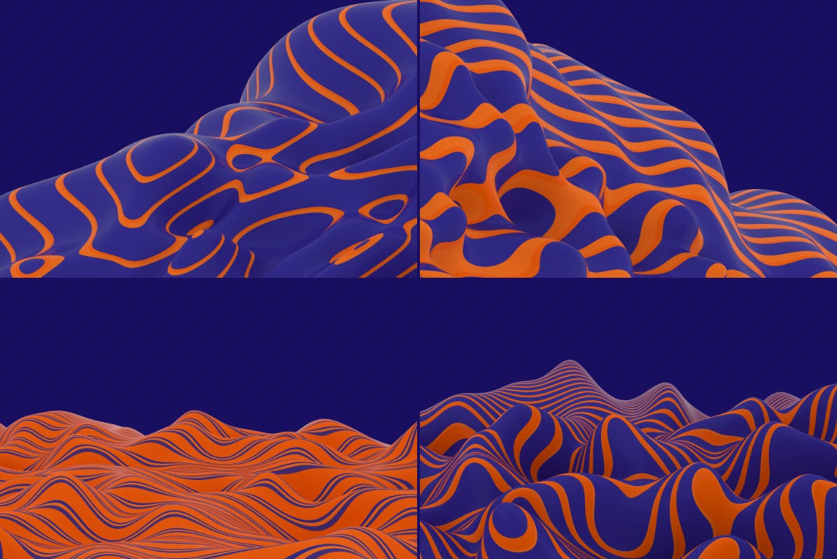 3D抽象波纹线条高清背景图素材 3D Abstract Wavy Lines Backgrounds插图7