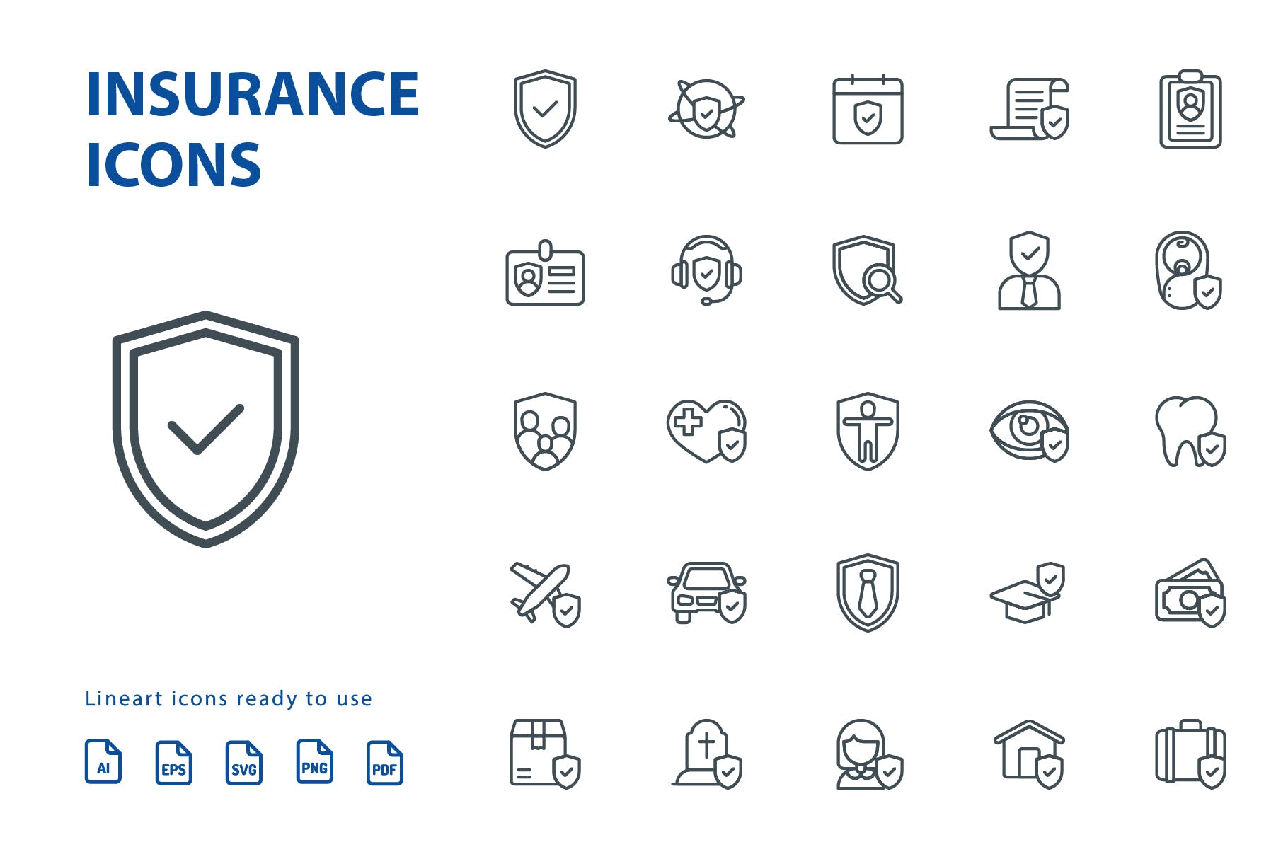 25枚保险行业线性第一素材精选图标素材 Insurance Lineart插图(1)