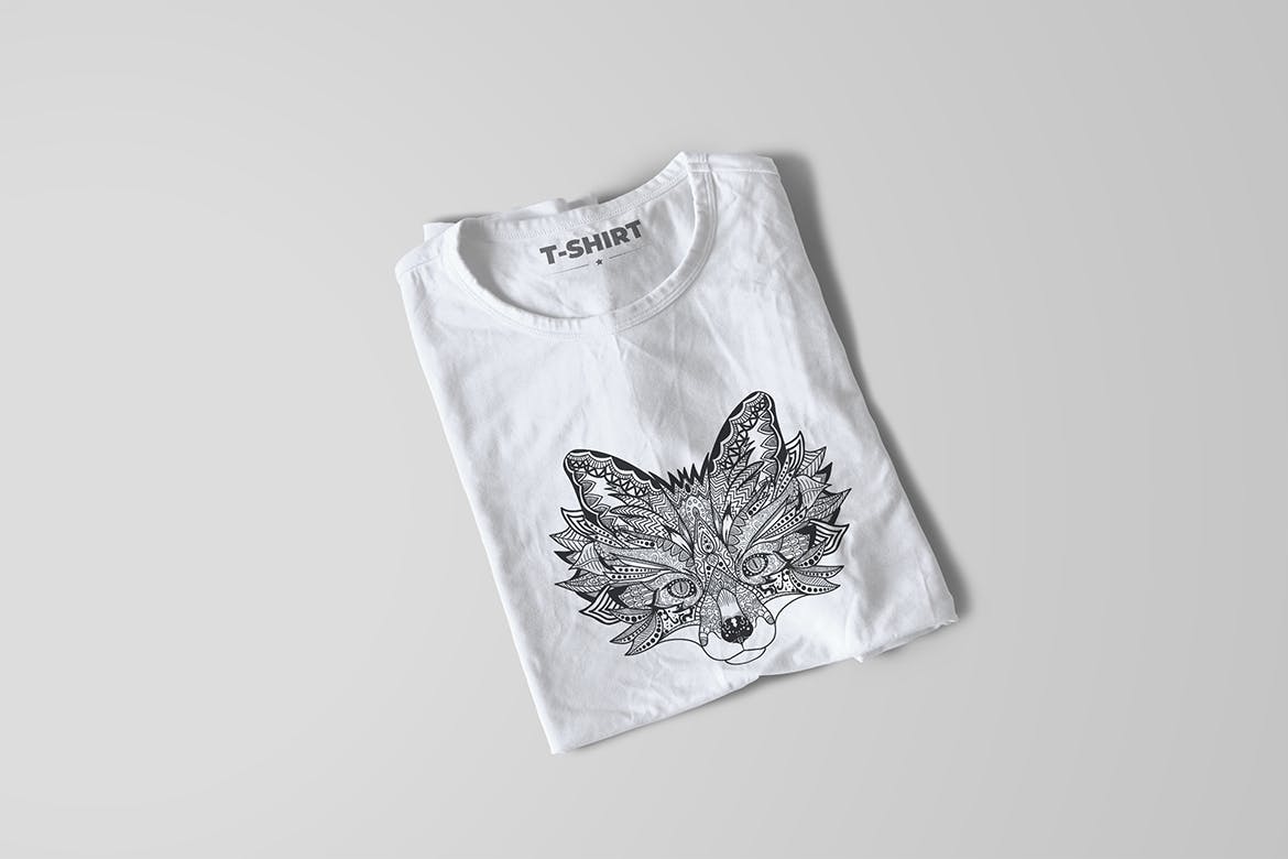 狐狸-曼陀罗花手绘T恤印花图案设计矢量插画第一素材精选素材 Fox Mandala T-shirt Design Vector Illustration插图(6)