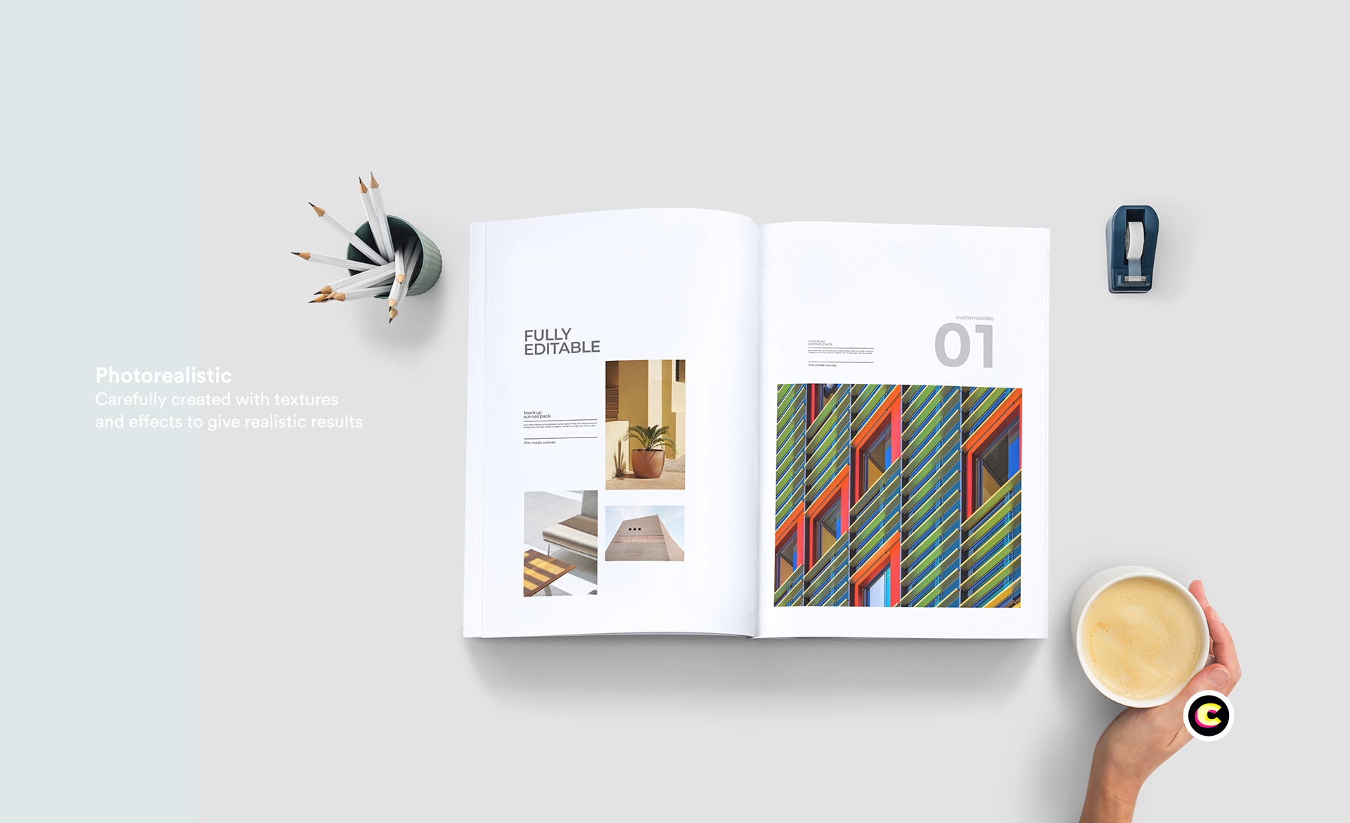 企业画册封面&版式设计效果图样机第一素材精选 Brochure Mock Up插图(5)
