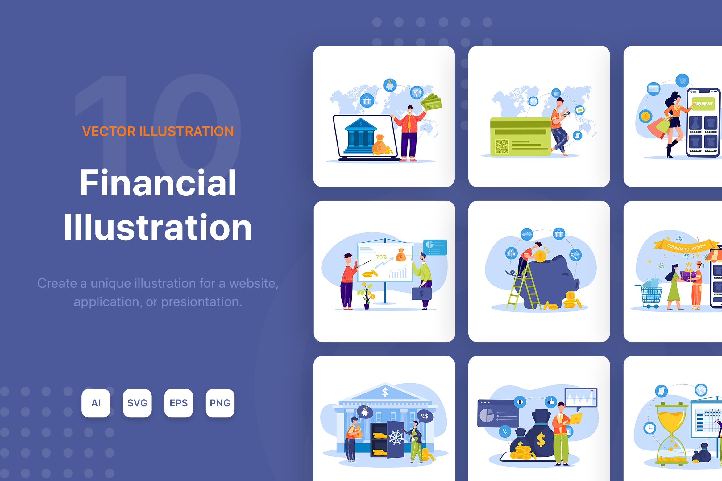 金融财务主题矢量插画设计素材包 Financial Illustrations Pack插图